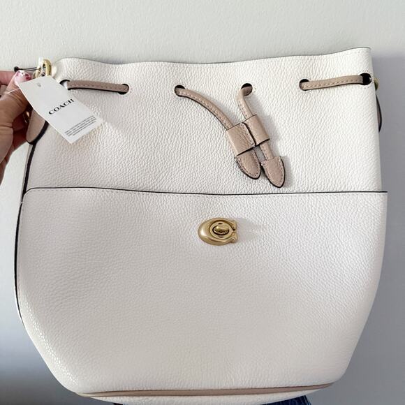 NWT COACH Lora Bucket Shoulder Bag Pebble Leather Crossbody Colorblock Medium - Picture 8 of 8